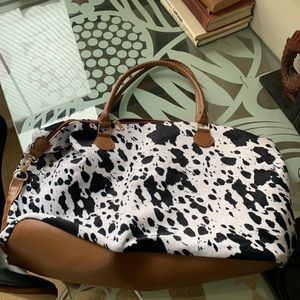 Cow print overnight bag